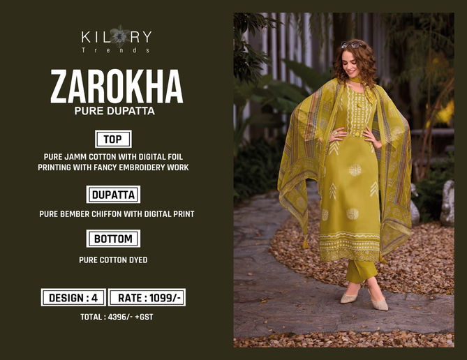 Zarokha By Kilory Jam Cotton Printed Salwar Kameez Wholesale Price In Surat