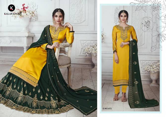 Kalarang Aasira Designer Satin Georgette With Heavy Work Salwar Suits Collection 
