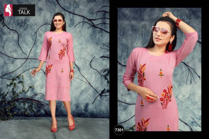 Ft Pinky Latest Fancy Designer Casual Wear Embroidery Designer Kurtis Collection

