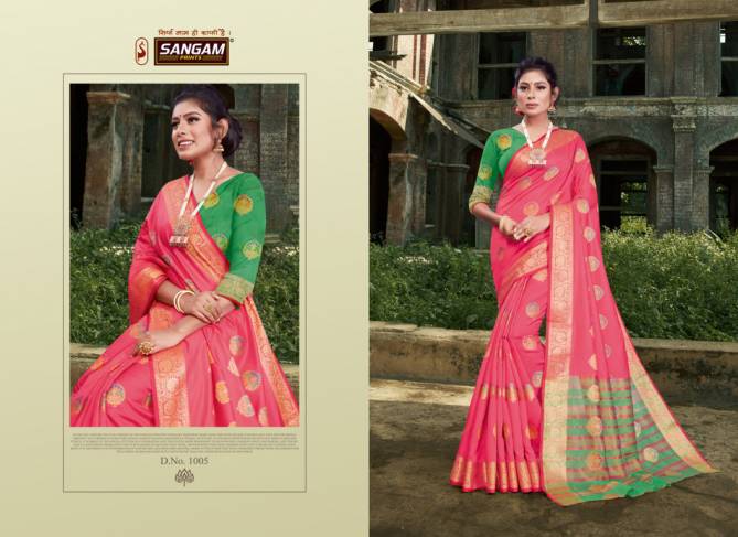 Sangam Kajal Latest Fancy Designer Heavy Festive Wear Handloom Silk Sarees Collection
