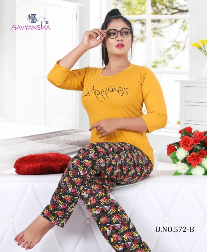 Kavyansika Full Sleeves 572 Latest Exclusive Comfortable Hosiery Night Suits Collection 