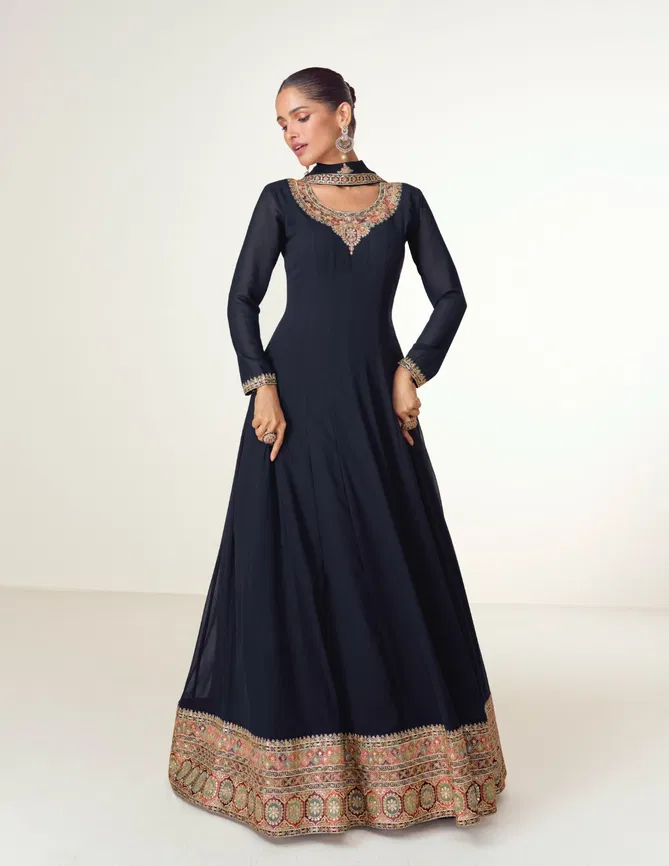 Virasat By Aashirwad Georgette Gown With Dupatta Wholesalers In Delhi