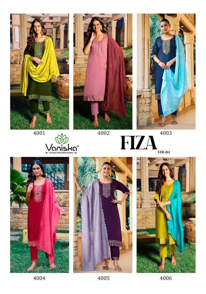 Fiza Vol 4 By Vaniska Roman Silk Kurti With Bottom Dupatta Exporters In India