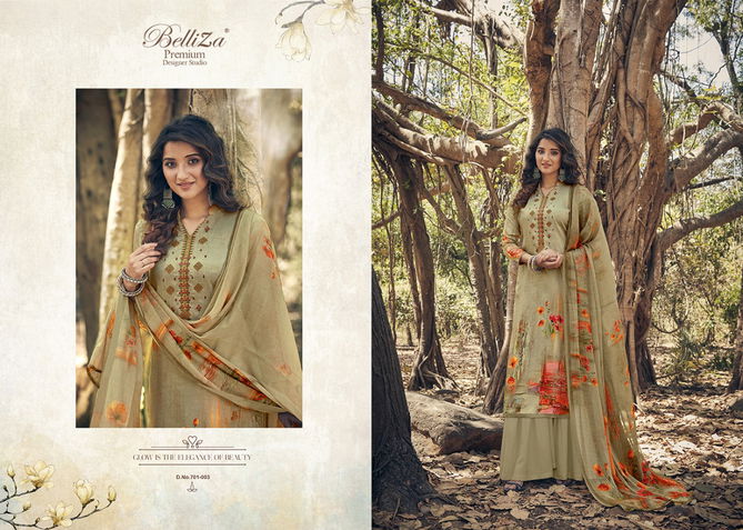 Belliza Layla Festive Wear Heavy Jam Cotton Satin Digital Print with Beautiful Fancy Embroidery work  Dress Materials Collection