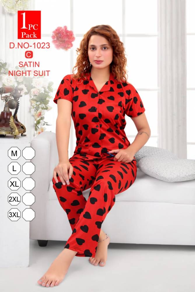 Finesta 1023  Satin Night Wear Fully Readymade With Half Sleeves Buttons Collar Style Comfortable Premium Western Collection
