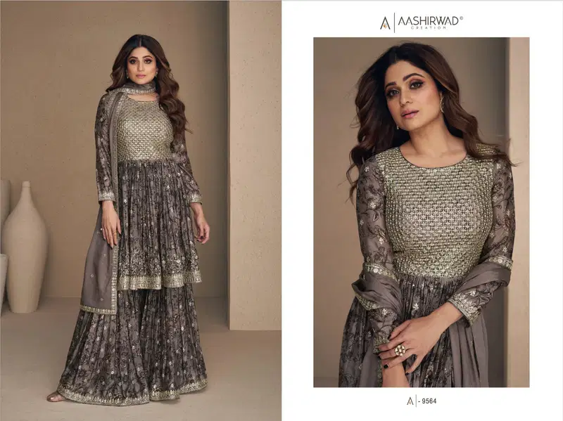 Aashirwad Gulkand Flower Designer Wedding Salwar Suit Catalog
