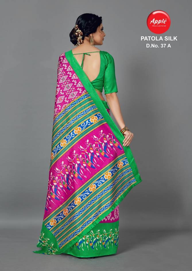 Apple Patola Silk 37 Latest Designer Fancy Casual Wear Printed Art Silk Saree Collection
