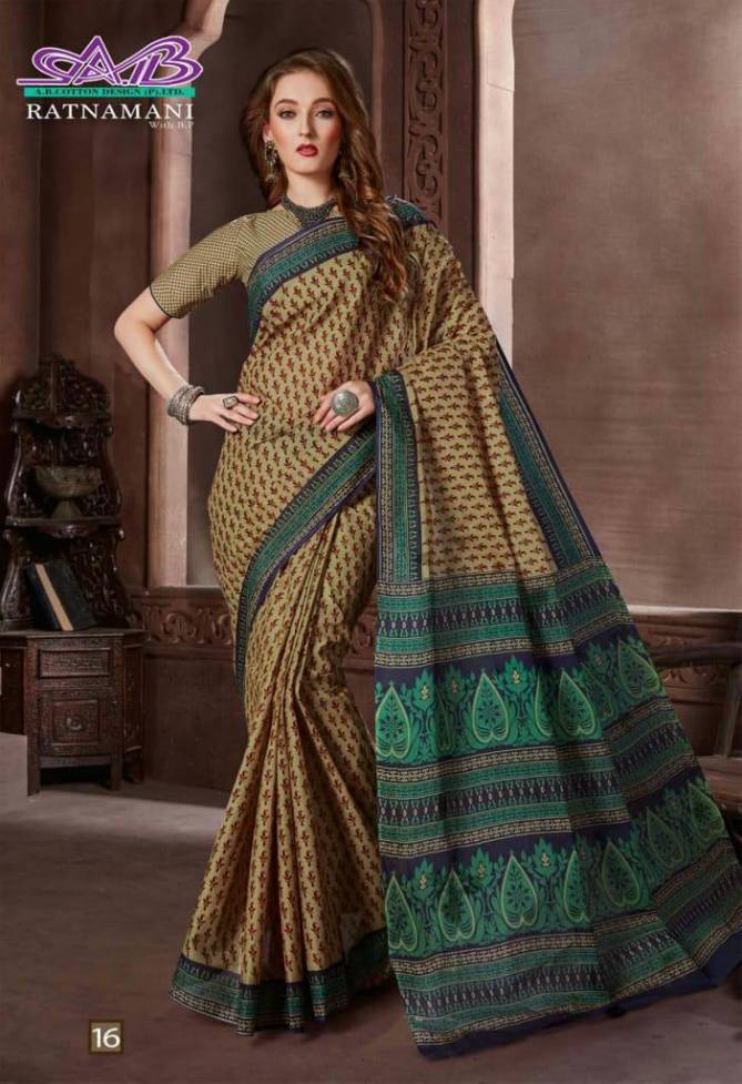 Ab Ratnamani 1 Latest Regular Wear Cotton weaving Designer Printed Sarees Collection

