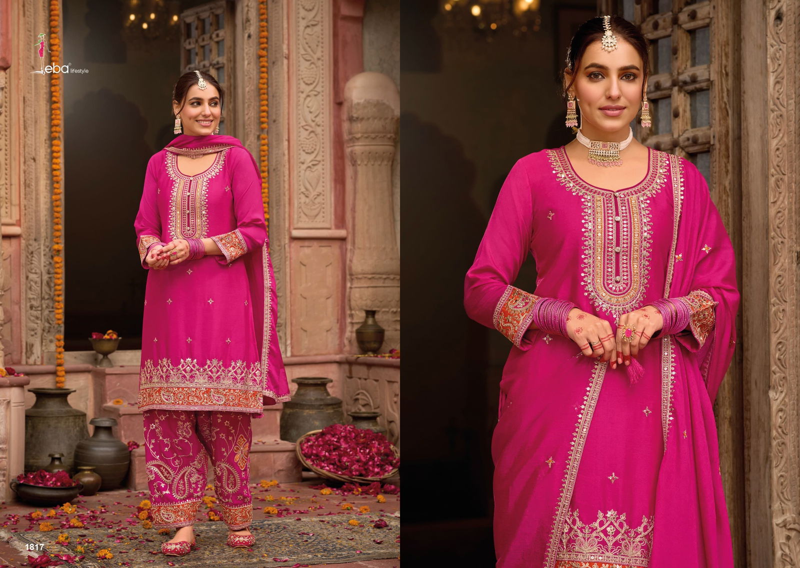 Kashish By Eba Chinon Emboidery Readymade Suits Wholesalers In Delhi