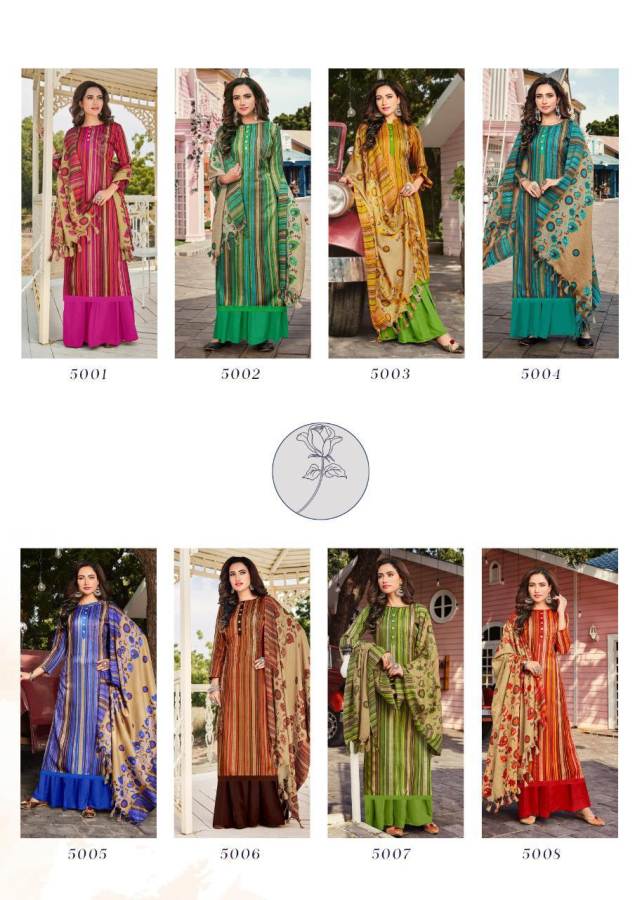 Roli Moli Minar Designer Pure Pashmina Jacquard  Print With Fancy Embroidery Work Dress Material Collection 