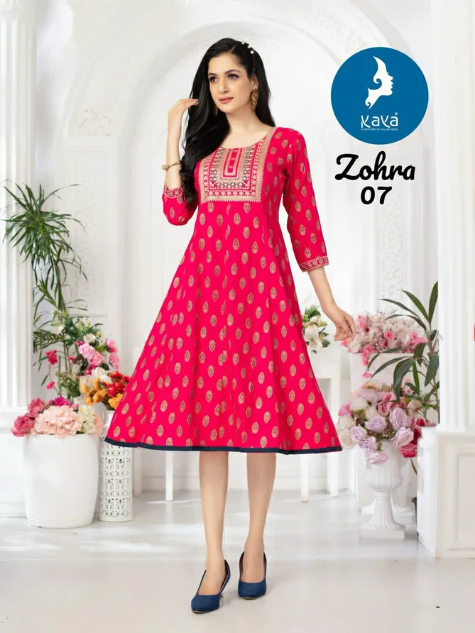 Zohra By Kaya Rayon Printed Kurtis Wholesale Market In Surat