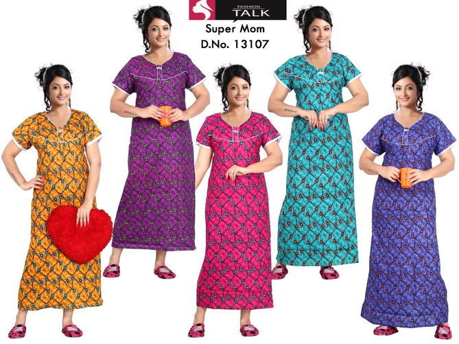 Ft 13107 Nighty Western Latest Collection Of Printed Pure Cotton Night Wear
