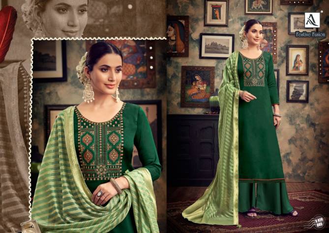 Alok Festive Fusion 2 Pure Jam Cotton Dyed with Fancy Embroidery and Swarovski Diamond Designer Dress Material Collection
