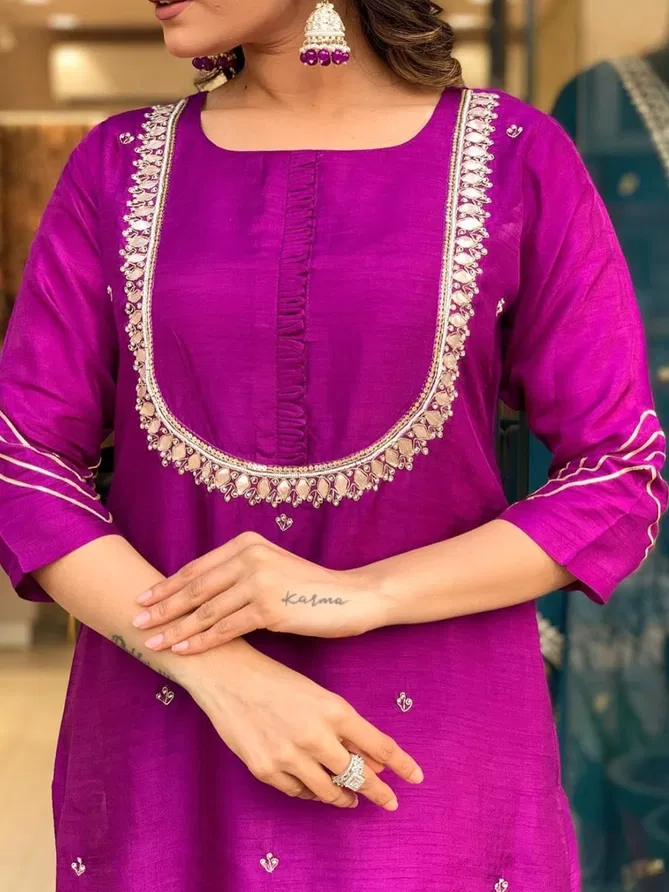 KF 1007 Kalaai Chanderi Silk Embroidery Kurti With Bottom Dupatta Wholesale In India