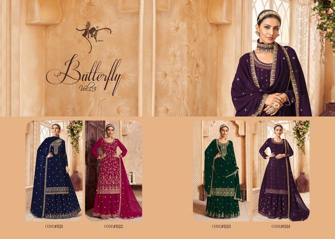 Butter Fly Volume 3 By Radha 1121 To 1124 Georgette Wholesale Wedding Salwar Suit In Delhi