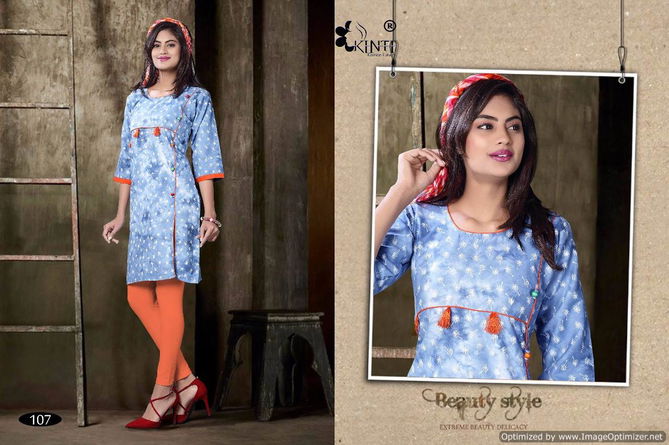 kinti ice cream Latest Designer Fancy Regular Denim Wear Kurtis Collection