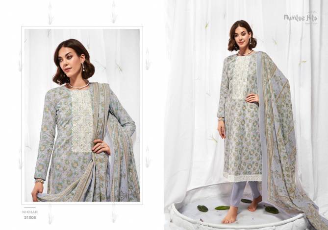 Nikhar By Mumtaz Arts Heavy Printed Pure Lawn Camric Cotton Dress Material Wholesalers In Delhi