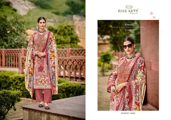 Ibadaat 24001 By Riaz Arts Lawn Digital Printed Dress Material Orders In India