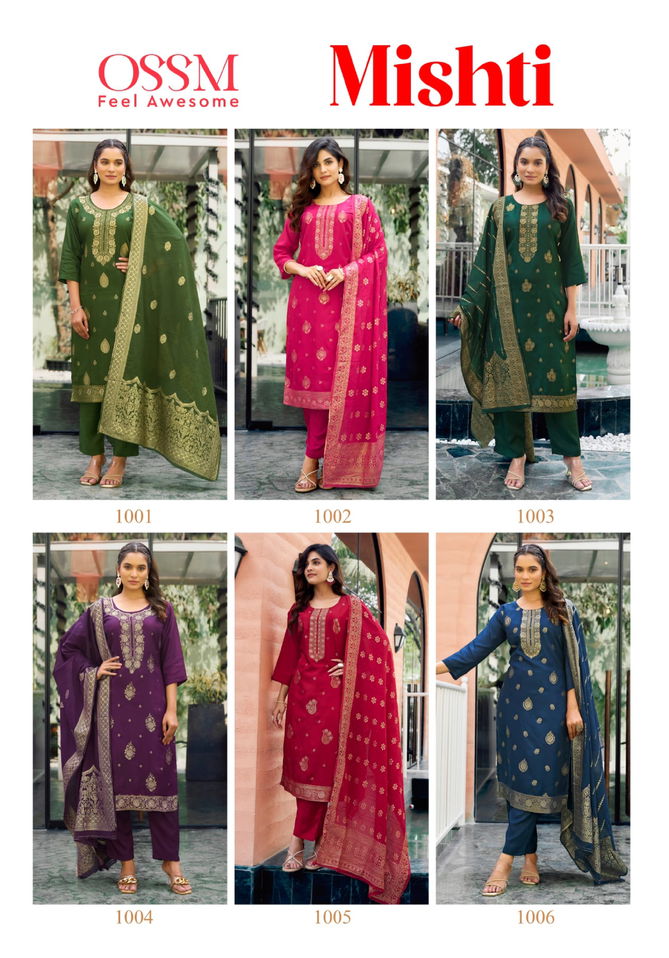 Mishti By Ossm Viscose Dola Silk Kurti With Bottom Dupatta Wholesale Price