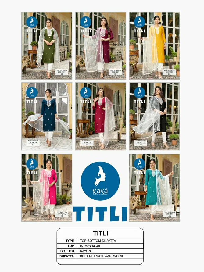 Titli By Kaya Rayon Kurti With Bottom Dupatta Wholesale Market In India