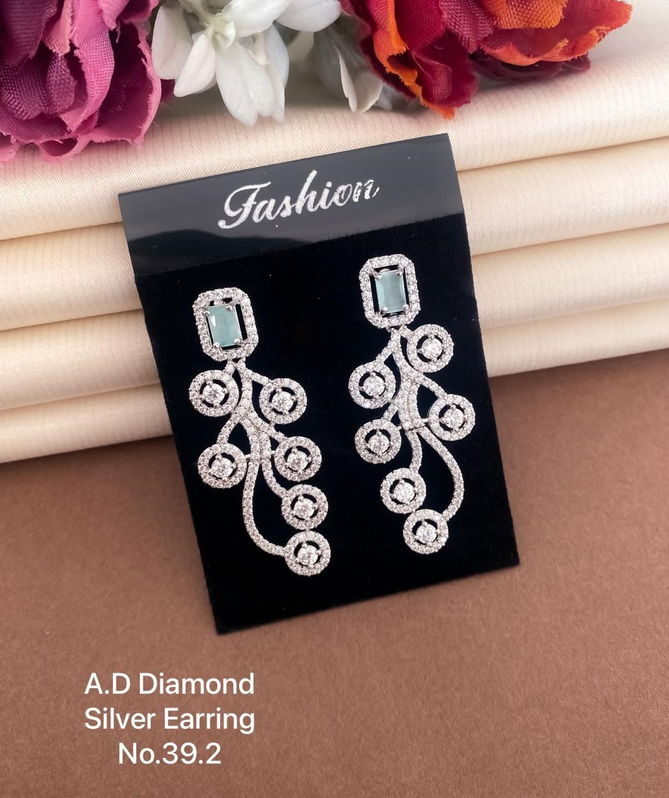 Ad Diamond Silver Earring Wholesale Online