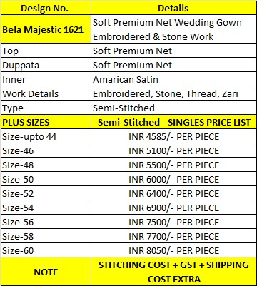 Majestic 1621 By Bela Soft Premium Net Wedding Wear Plus Size Gown Wholesale Shop In Surat