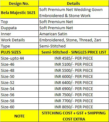 Majestic 1621 By Bela Soft Premium Net Wedding Wear Plus Size Gown Wholesale Shop In Surat