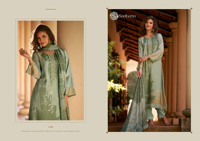 Freya By Sadhana Musline Silk Printed Dress Material Suppliers In India