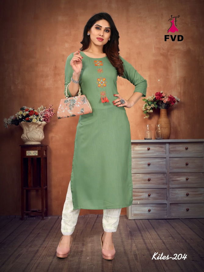 Kites 2 Fancy Ethnic Wear Rayon Kurti With Bottom Collection