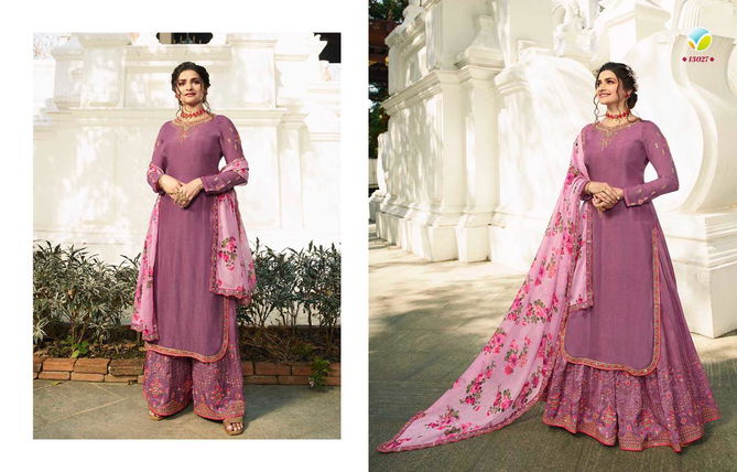 VINAY FASHION LIFE STYLE VOL-3 Designer Wedding Wear Fancy Embroidery  Muslin Satin Top With Printed Silk Georgetta With Embroidery Border Salwar Kameez Collection