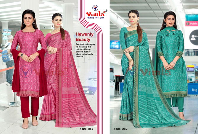 Tapsi Silk Vol 1 Printed Uniform Dress With Saree Combo Catalog
