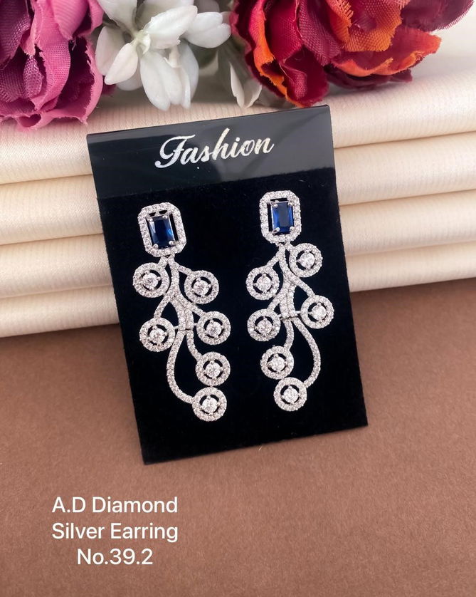 Ad Diamond Silver Earring Wholesale Online