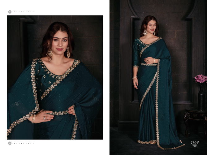 Mehek 750 A TO F Pure Satin Chiffon Party Wear Saree Wholesale Online