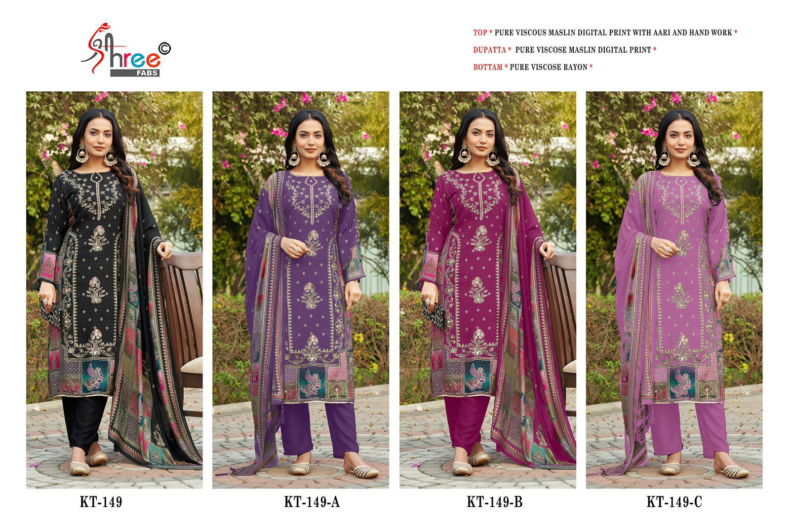 Kt 149 By Shree Fabs Viscose Printed Designer Salwar Suits Suppliers In India