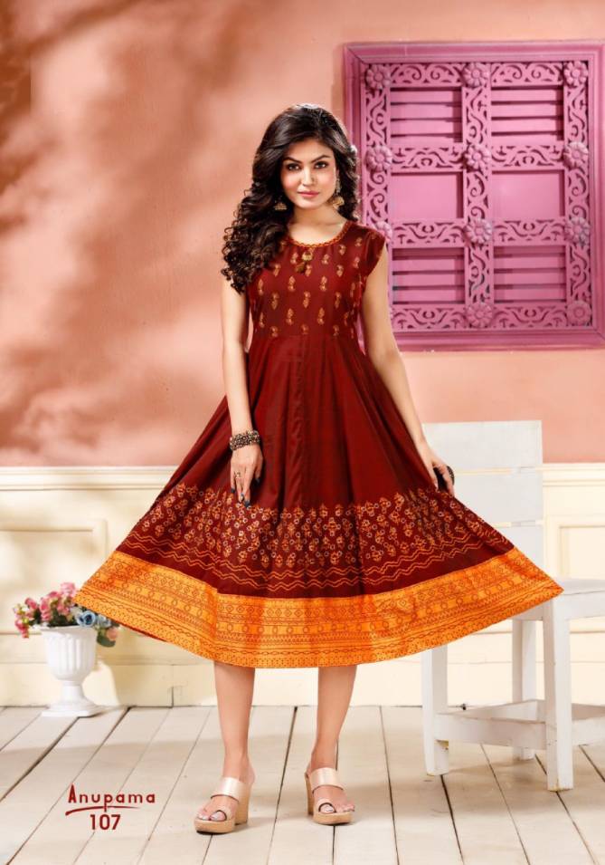 Anupama Ethnic Wear Fancy Designer Rayon Latest Anarkali Kurti Collection