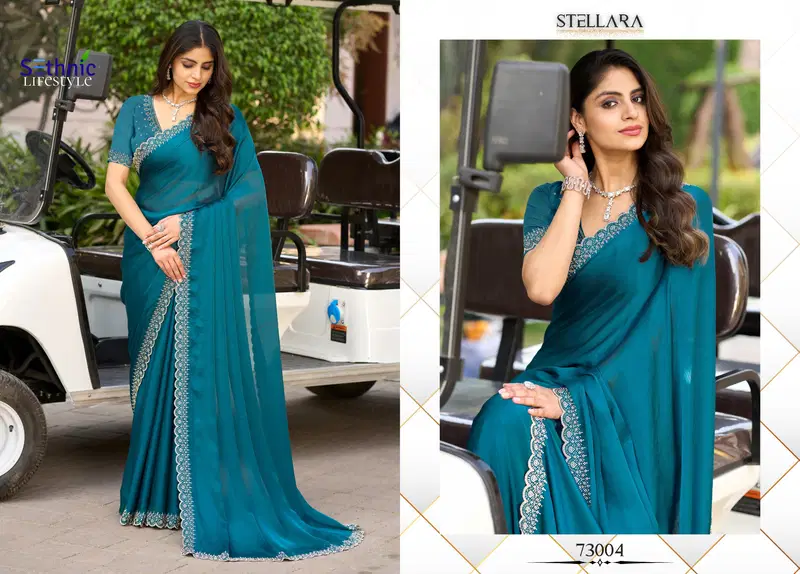 Stellara By Sethnic Satin Chiffon Designer Wear Saree Orders In India