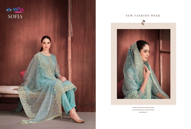 Sofia By Vipul Embroidered Organza Salwar Kameez Wholesale Market In Surat Wit Price