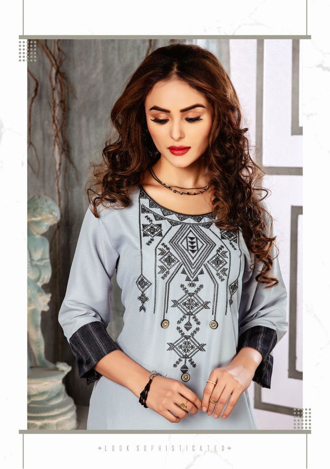 Wanna Smruti Latest Designer Casual Wear Rayon Kurti With Pant Style Bottom Collection
