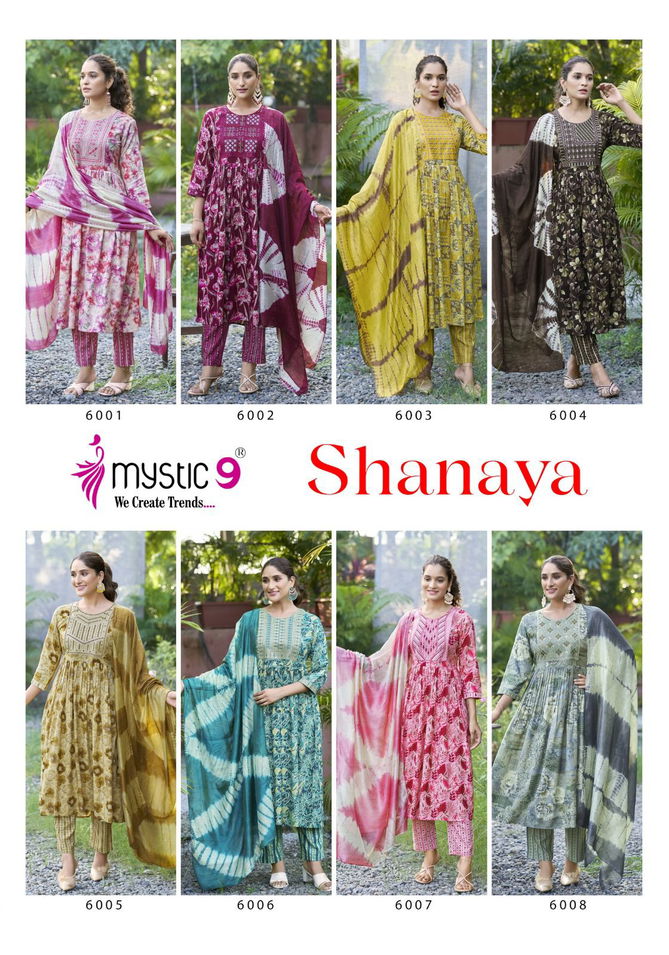 Shanaya Vol 6 By Mystic 9 Rayon Embroidery Kurti With Bottom Dupatta Orders In India