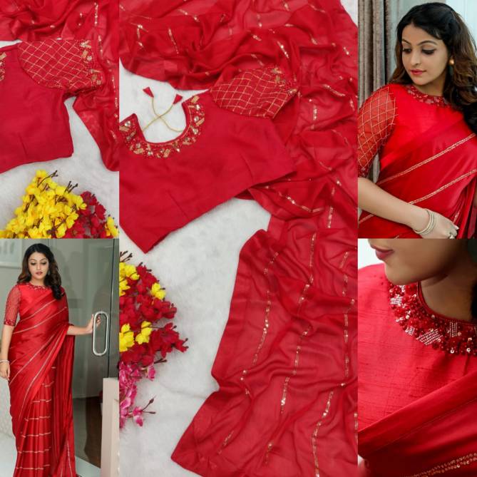 3MM Red By Bhargavi Party Wear Sarees Catalog