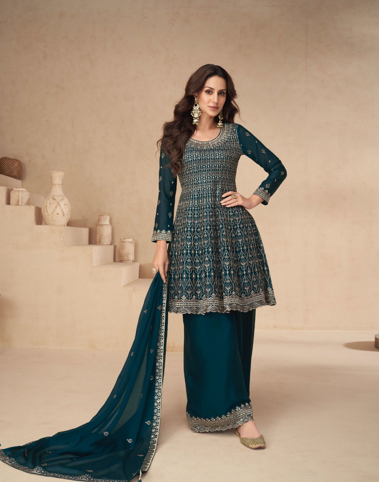 Amrita By Aashirwad Chinon Silk Readymade Suits Exporters In India