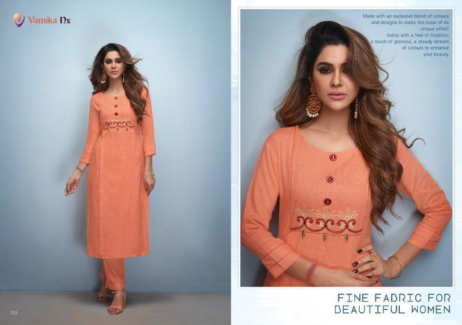 ARIHANT NX(VAMIKA NX) ROXIE Fancy Designer Ethnic Wear rayon Heavy slub with Button Long Kurtis Collection