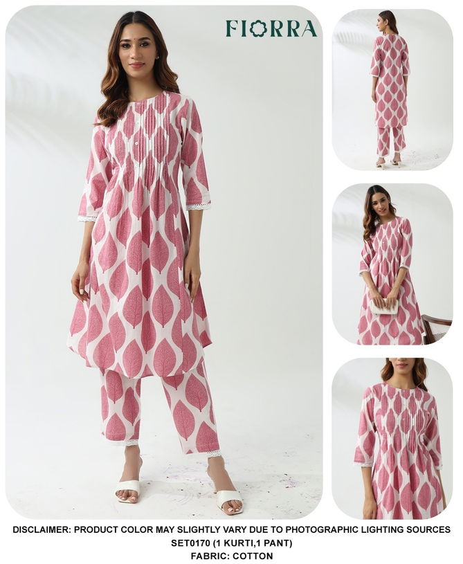 SET0170 Fiorra Designer Cotton Kurti With Bottom Exporters In India