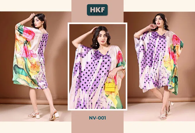  Nirvana Vol 1 By Hkf  Kaftan Soft Satin Casual Wear Wholesale Manufacturers