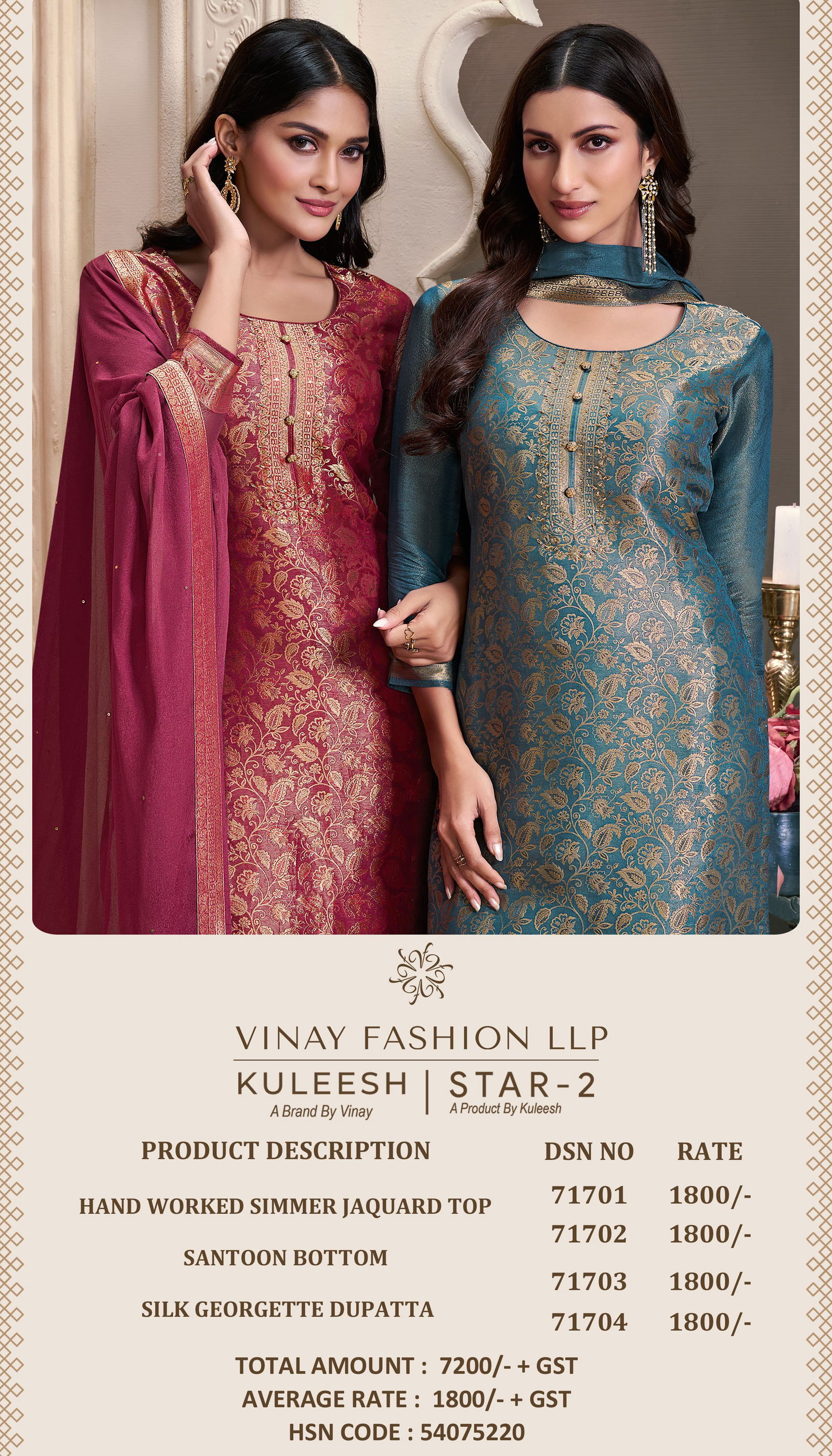 Star 2 By Vinay Kuleesh Designer Salwar Kameez Wholesalers In Delhi