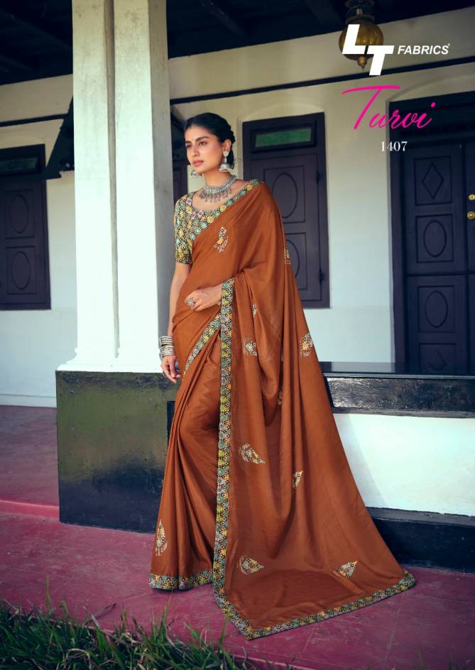 Lt Turvi Silk Latest Fancy Designer Casual Wear Printed chiffon Sarees Collection