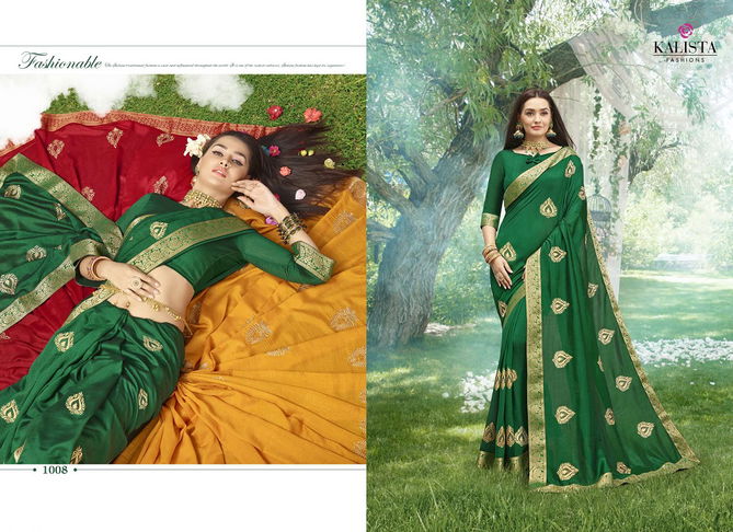 Kalista Khushboo Latest Designer Heavy Festive Wear Vichitra Silk Saree Collection 