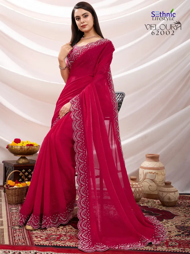 Veloura By Sethnic Velvet Chiffon Saree Wholesale Market In Surat