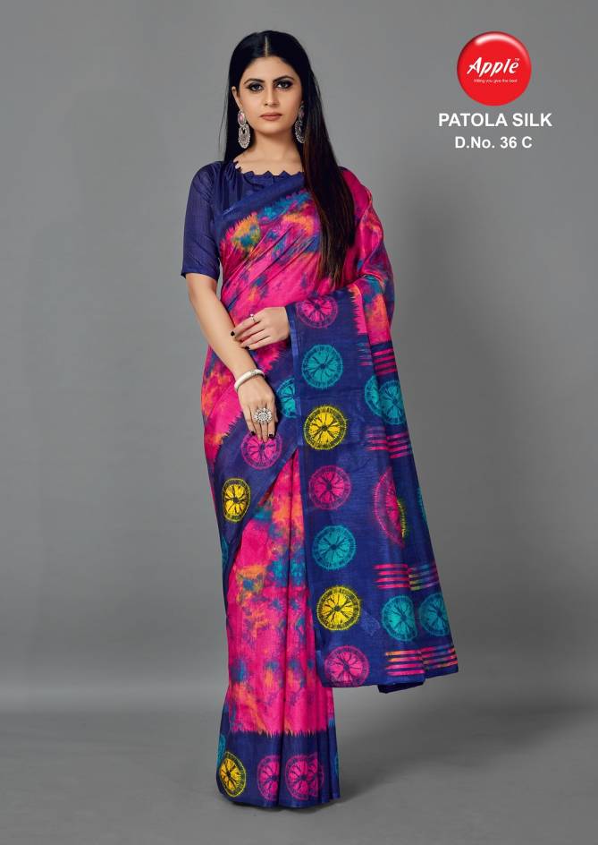 Apple Patola Silk 36 Latest Designer Fancy Casual Wear Art Silk Saree Collection
