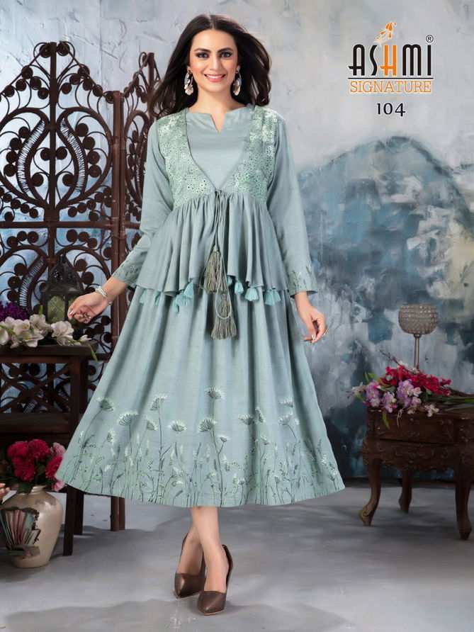 Ashmi Aaradhya Jacket With Embroidery Work Festive Wear Long Kurtis Collection
